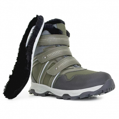 Полусапожки ортопедические Ортобум с мехом для мальчиков 63395-43 кедрово-зеленые. Изображение 4 из 7